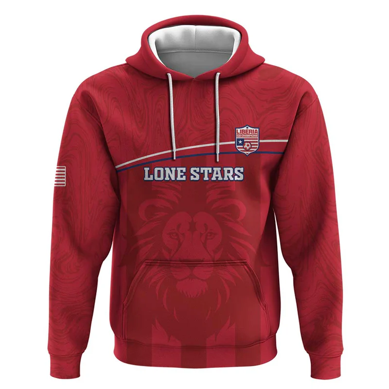 Custom Liberia Football Hoodie Lion Mascot – Red