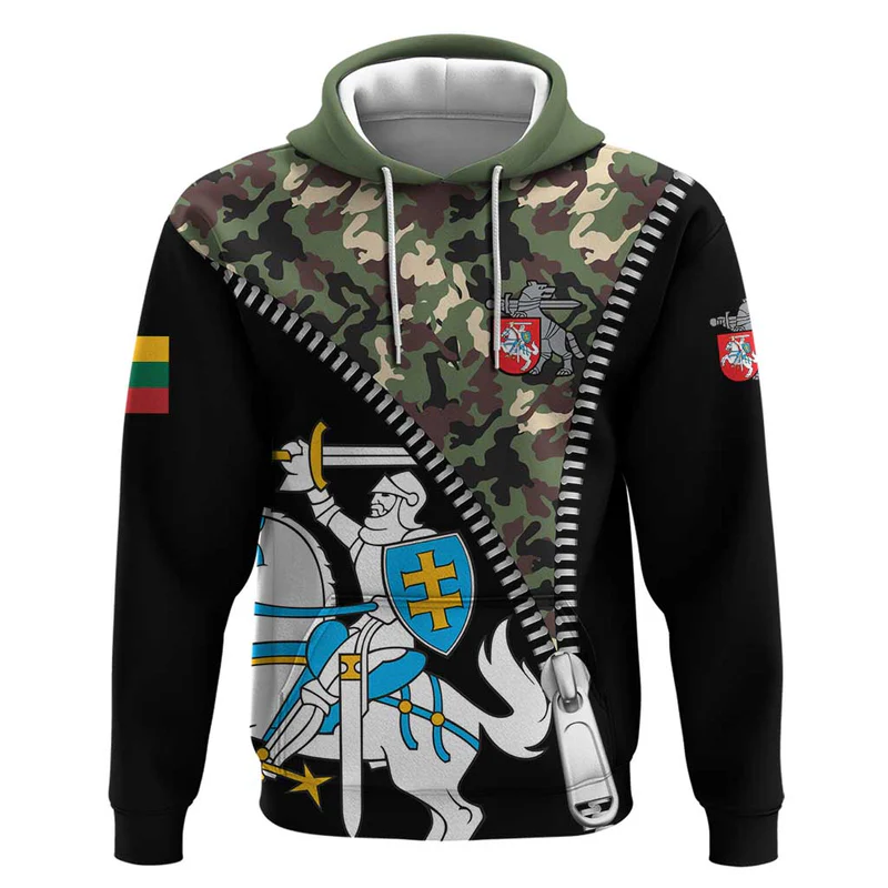 Lithuania’s National Emblem Hoodie with Military Motifs – Army-Inspired Design