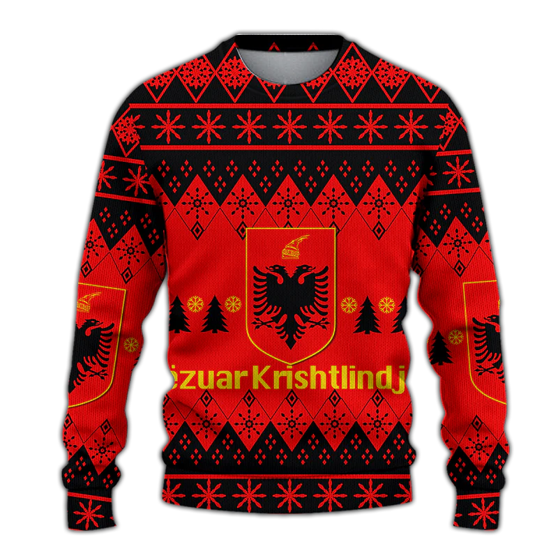 Albania Christmas Gezuar Krishtlindjet Ugly Pattern Sweatshirt