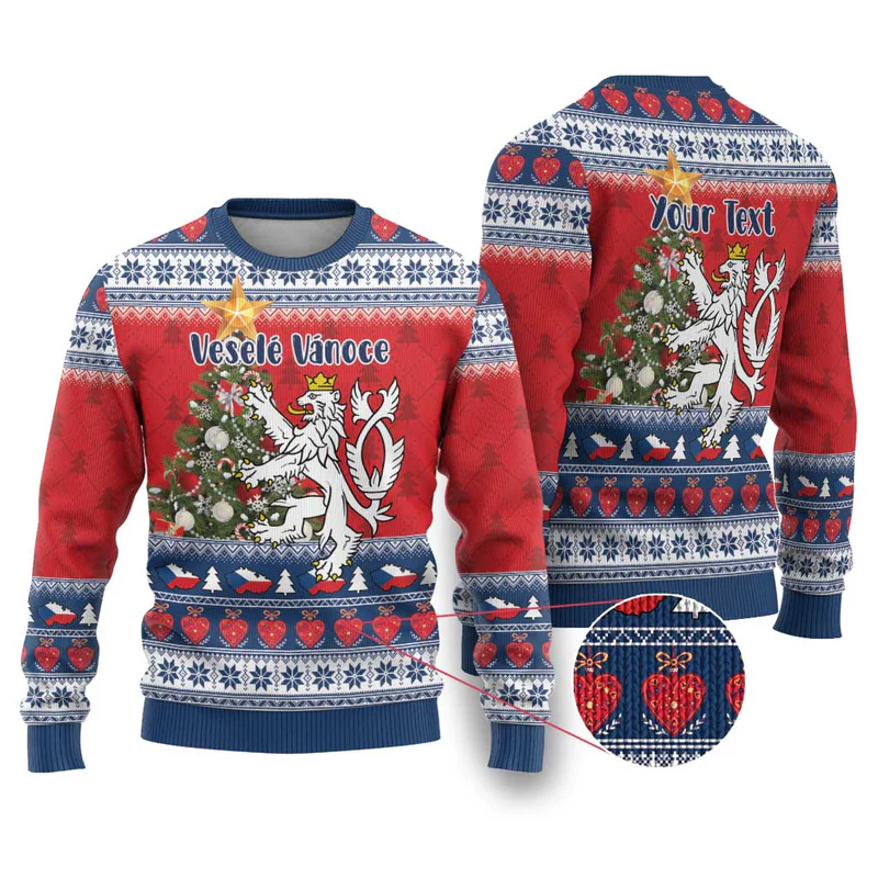 Czech Republic Christmas Personalized Ugly Christmas Sweater Vesele Vanoce
