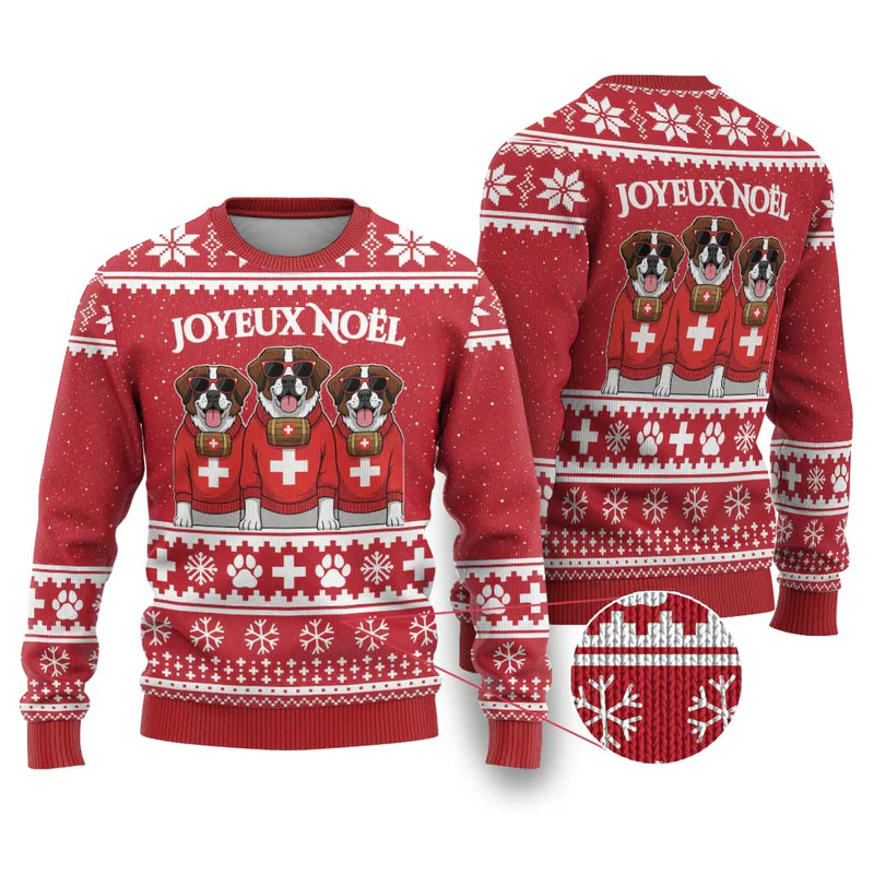 Saint Bernard Dog Switzerland Christmas Ugly Christmas Sweater