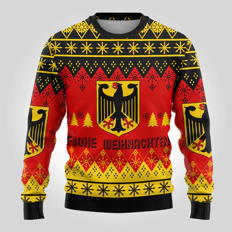 Germany Christmas Frohe Weihnachten Ugly Pattern Sweatshirt