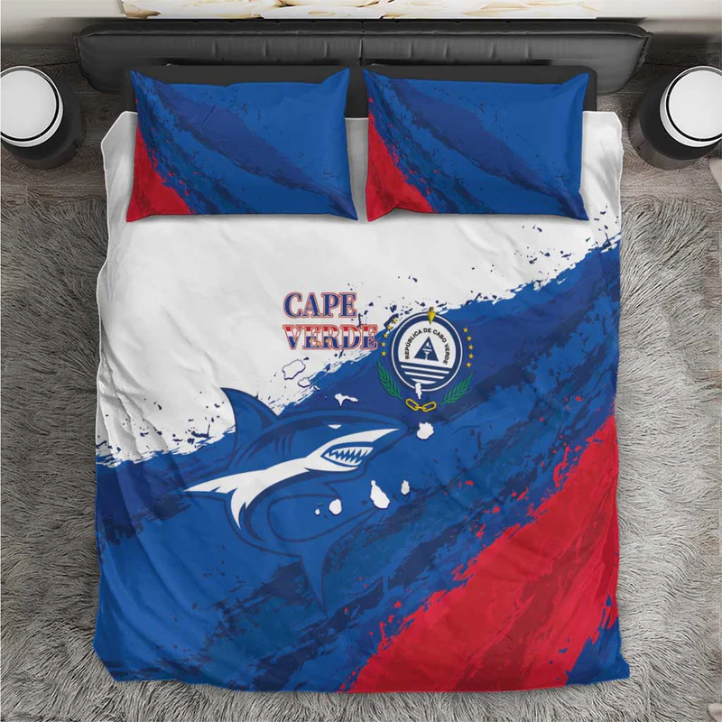 Cape Verde Football Bedding Set Tubaroes Azuis Glory World Cup