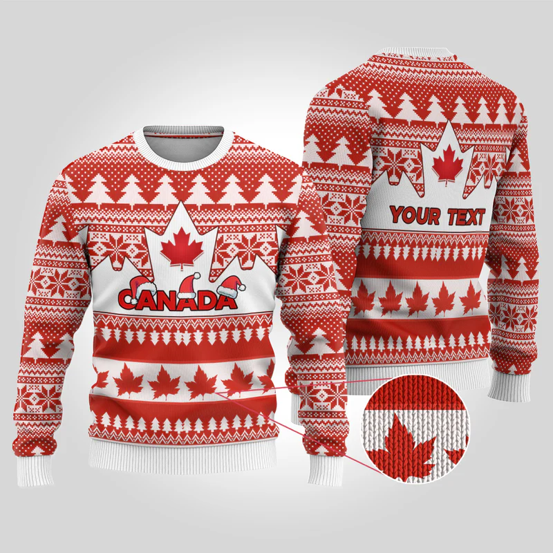 Canada Christmas Ugly Christmas Sweater Maple Leaf Unique Style