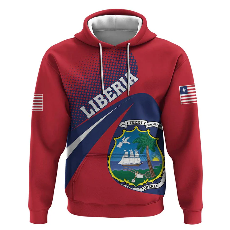 Liberia Coat Of Arms Hoodie Red Version