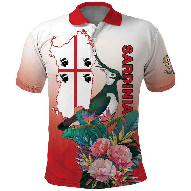 Personalized Italy Sardinia Polo Shirt Lapwing With Map