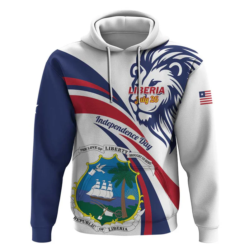 Liberia Independence Day Hoodie July 26 Lion Coat of Arms