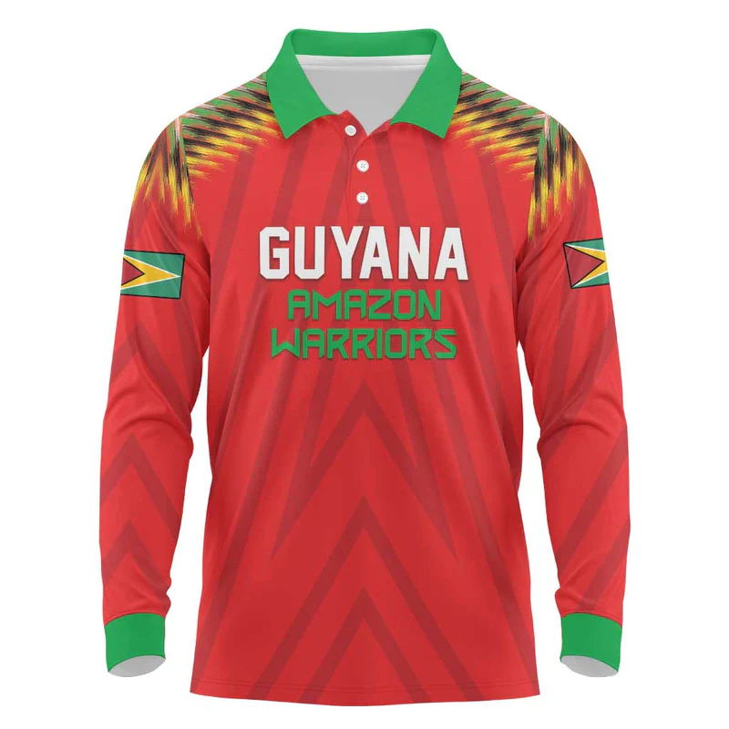 Custom Guyana Cricket Long Sleeve Polo Shirt Go Amazon Warriors