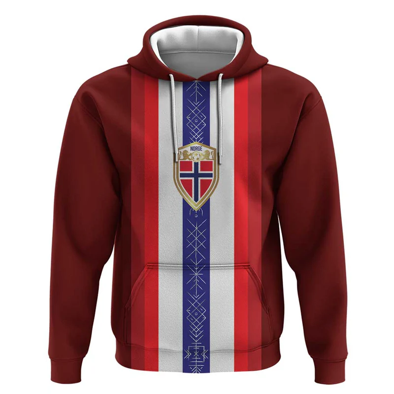 Custom Norway Football Hoodie Norwegian Stripes-Viking Style