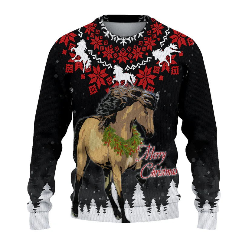 Iceland Christmas Knitted Sweatshirt Icelandic Horse - Do The Tolt