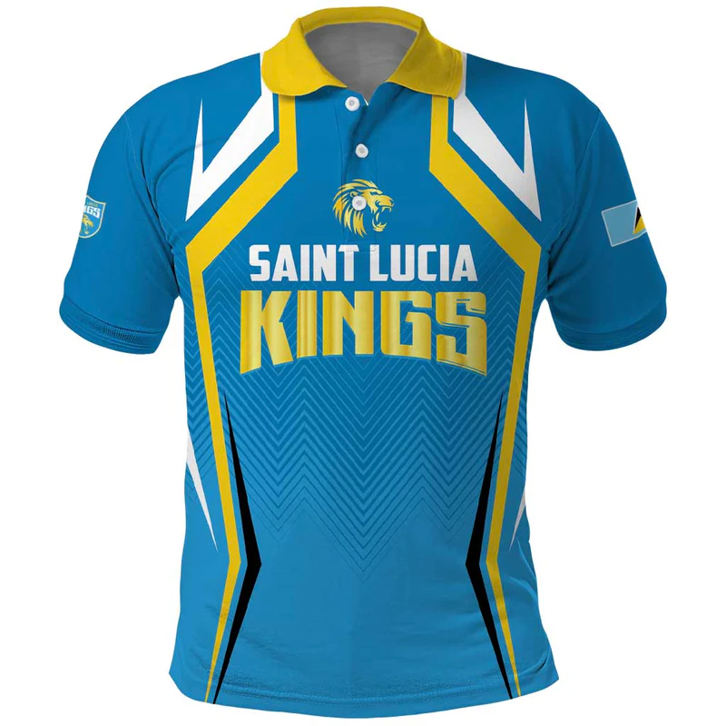 Custom Saint Lucia Cricket Polo Shirt St Lucia Stars Champions