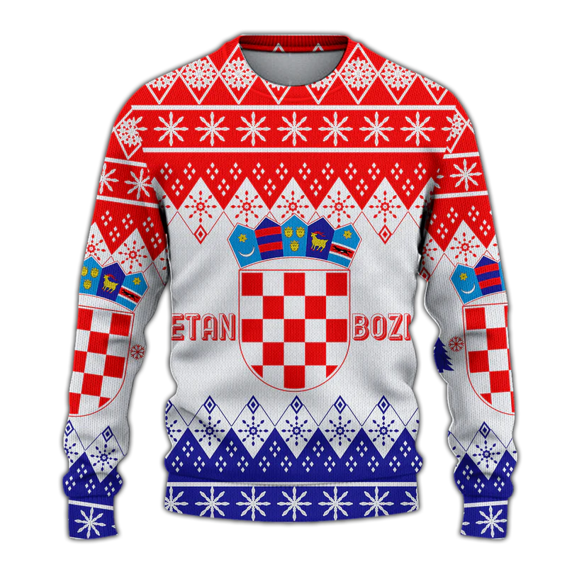 Croatia Christmas Sretan Bozic Ugly Pattern Sweatshirt