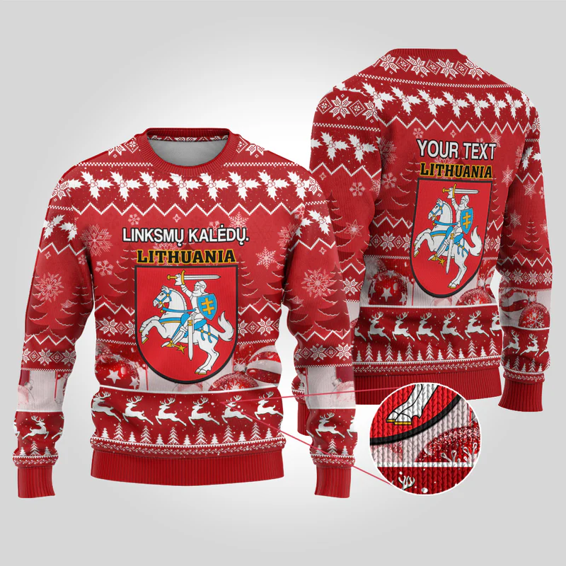 Personalised Lithuania Christmas Ugly Christmas Sweater Linksmu Kaledu