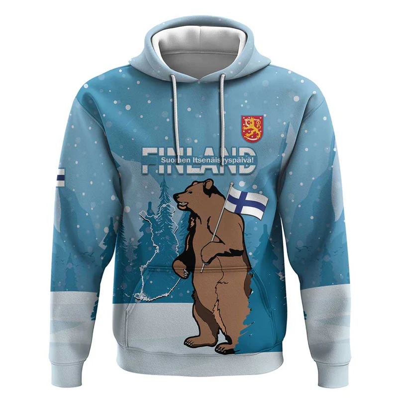 Finland Independence Day Hoodie Suomen Itsenaistyminen Mix Brown Bear