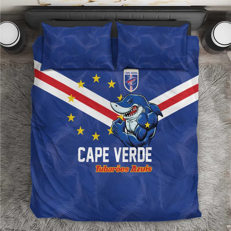 Cape Verde Football Bedding Set Tubaroes Azuis Make History