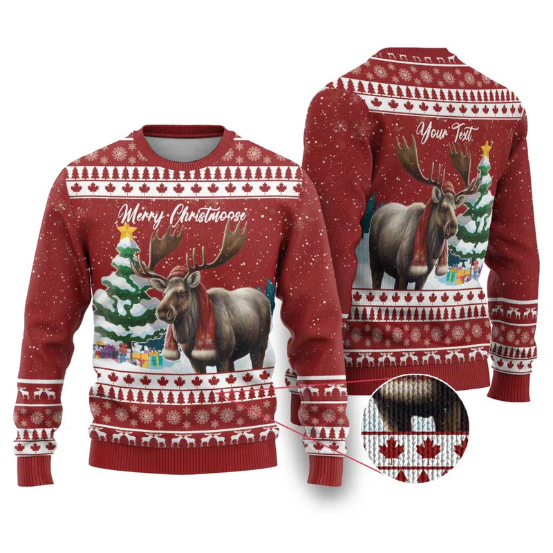 Personalized Canada Christmas Ugly Christmas Sweater Merry Chistmoose