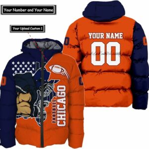 Personalized Chicago Bears NFL Bomber Puffer Jacket