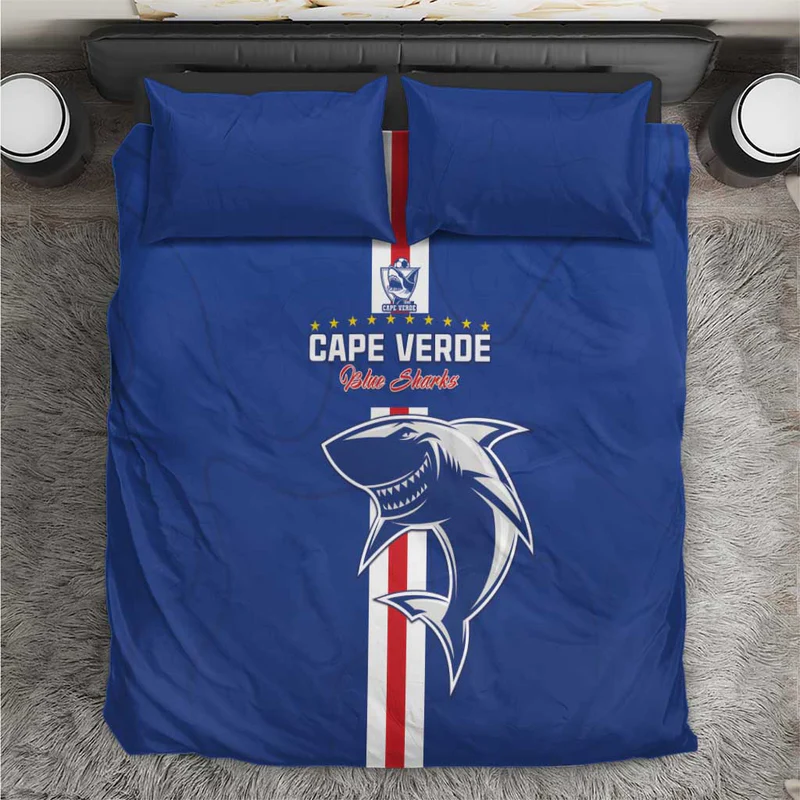 Cape Verde Football Bedding Set Go Champions Blue Sharks