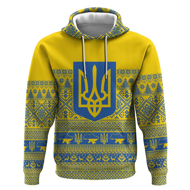 Ukraine Trident Christmas Hoodie Vyshyvanka Patterns