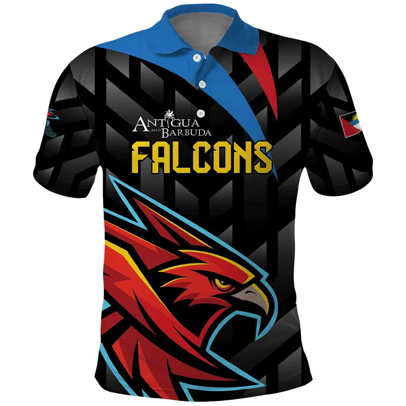 Custom Antigua and Barbuda Cricket Polo Shirt Falcons Flying High
