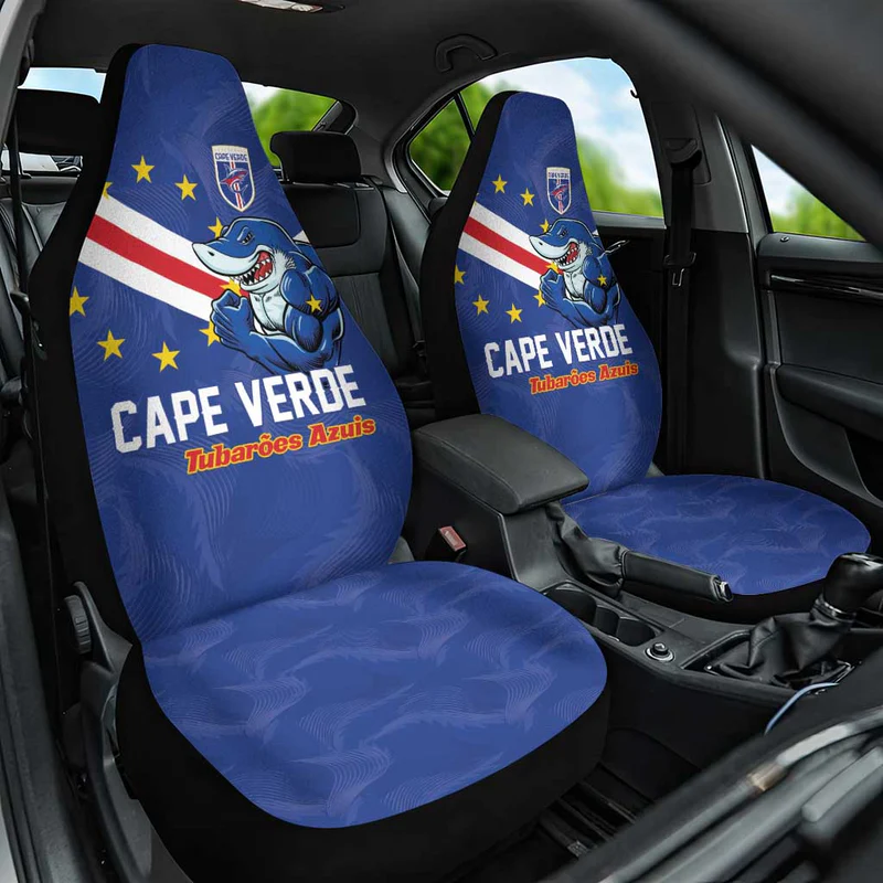 Cape Verde Football Car Seat Cover Tubaroes Azuis Make History