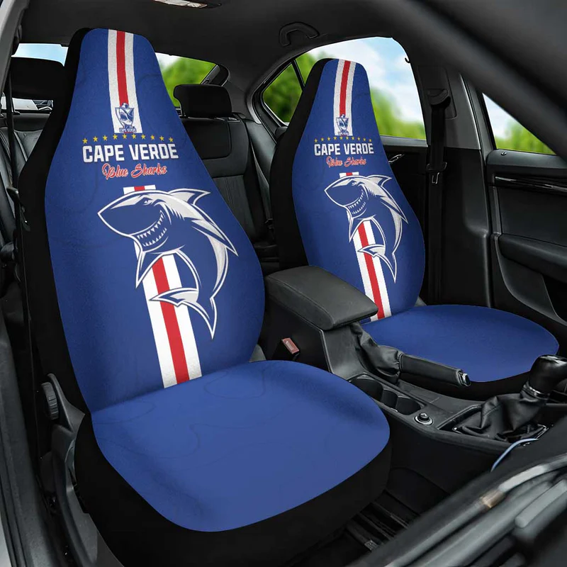 Cape Verde Football Car Seat Cover Go Champions Blue Sharks