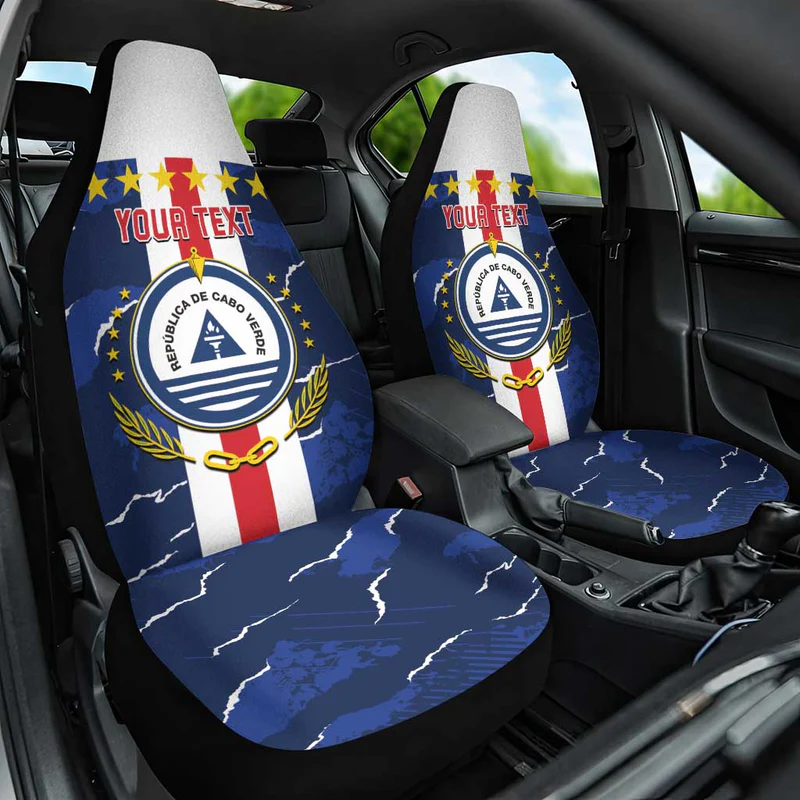 Custom Cape Verde Football Car Seat Cover Go Blue Sharks – Sporty Version