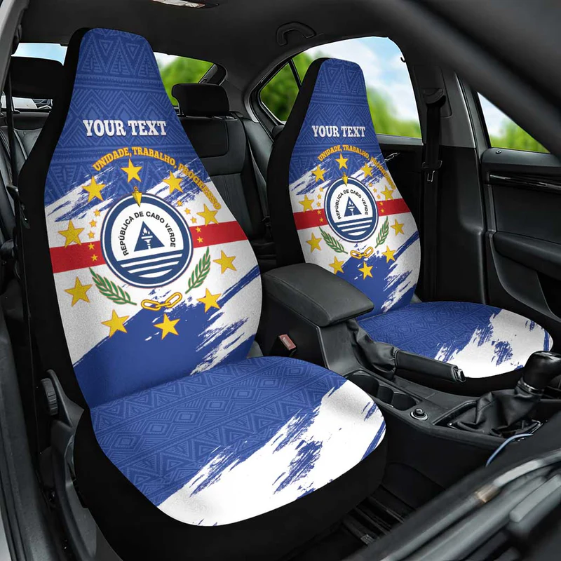 Personalized Cape Verde Car Seat Cover Coat Of Arms – African Pattern