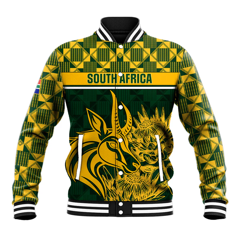 Custom South Africa Rugby Baseball Jacket Go Springboks African Pattern