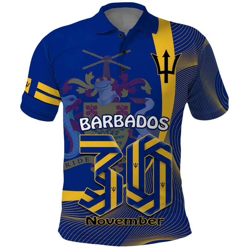 Personalised Barbados Independence Day Polo Shirt 30 November Happy Anniversary Barbadian