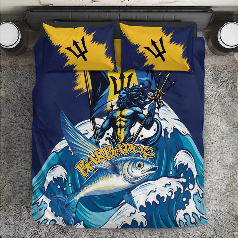 Barbados God Of The Sea Bedding Set Bajan Flying Fish Special Version