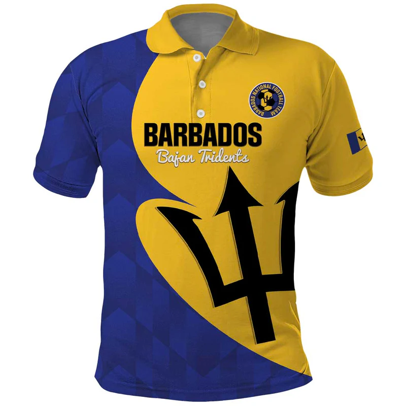 Barbados Football Polo Shirt Go Champions Bajan Tridents