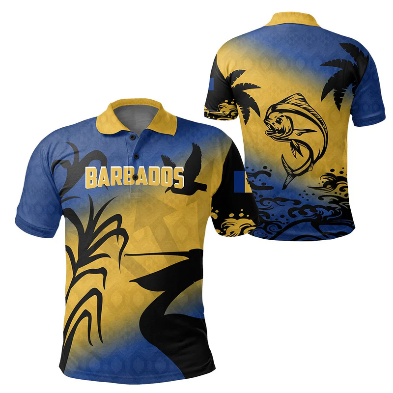 Barbados Polo Shirt , Pelican Dolphin Fish Shirts