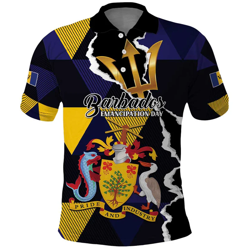 Barbados Emancipation Day Polo Shirt Luxury Gold Trident