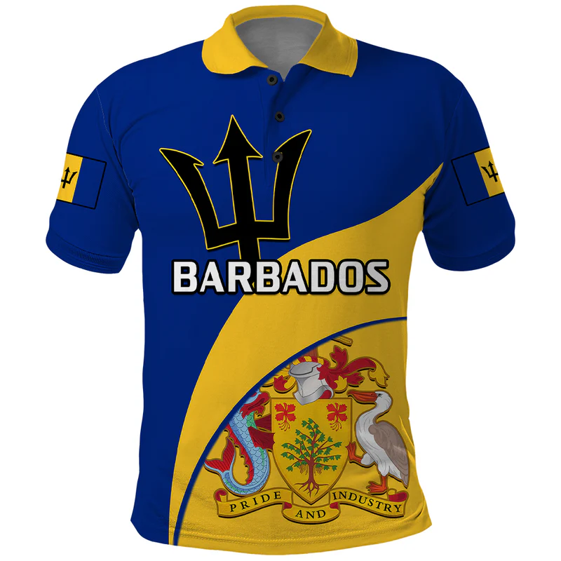 Custom Barbados Polo Shirt Barbadian Coat Of Arms