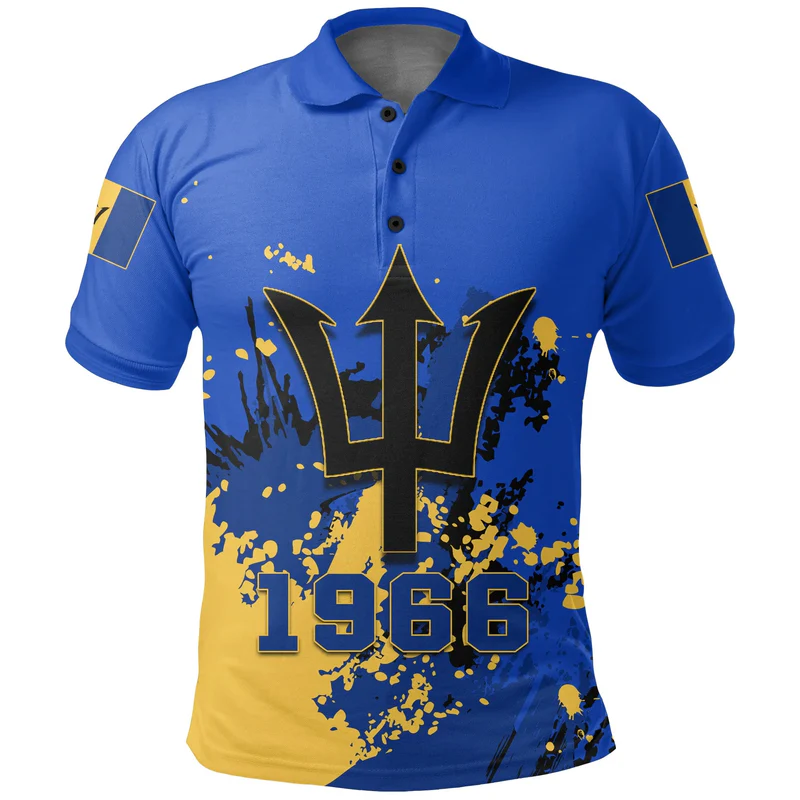 Barbados Polo Shirt Coat Of Arms Spaint Style