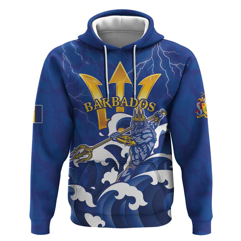 Personalized Barbados Hoodie Poseidon Trident