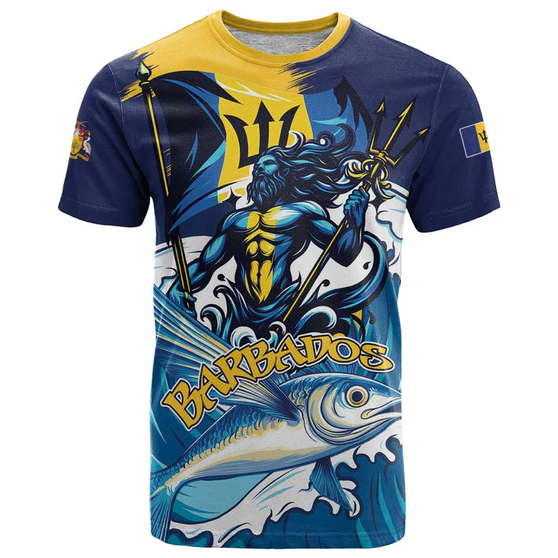 Personalized Barbados God Of The Sea T Shirt Bajan Flying Fish Special Version