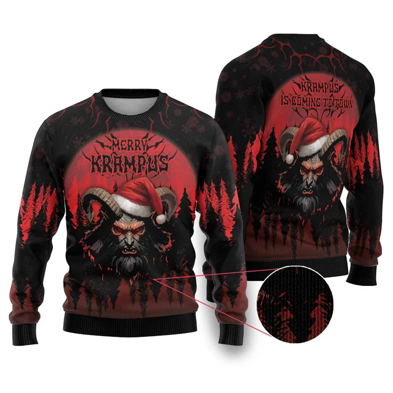 Merry Krampus Ugly Christmas Sweater Dark Grunge Christmas