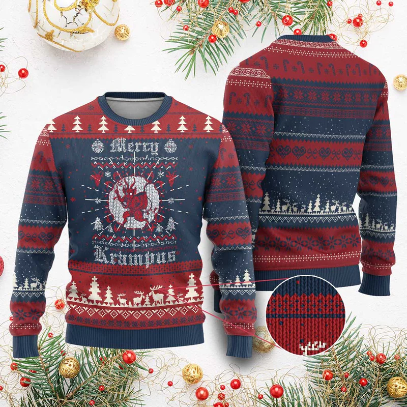 Merry Krampus Ugly Christmas Sweater Demon Horor Xmas