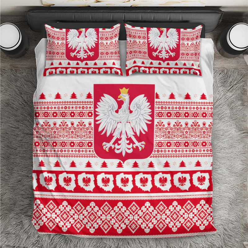 Polish Christmas Bedding Set – Poland Emblem and Lachy Sadeckie Pattern