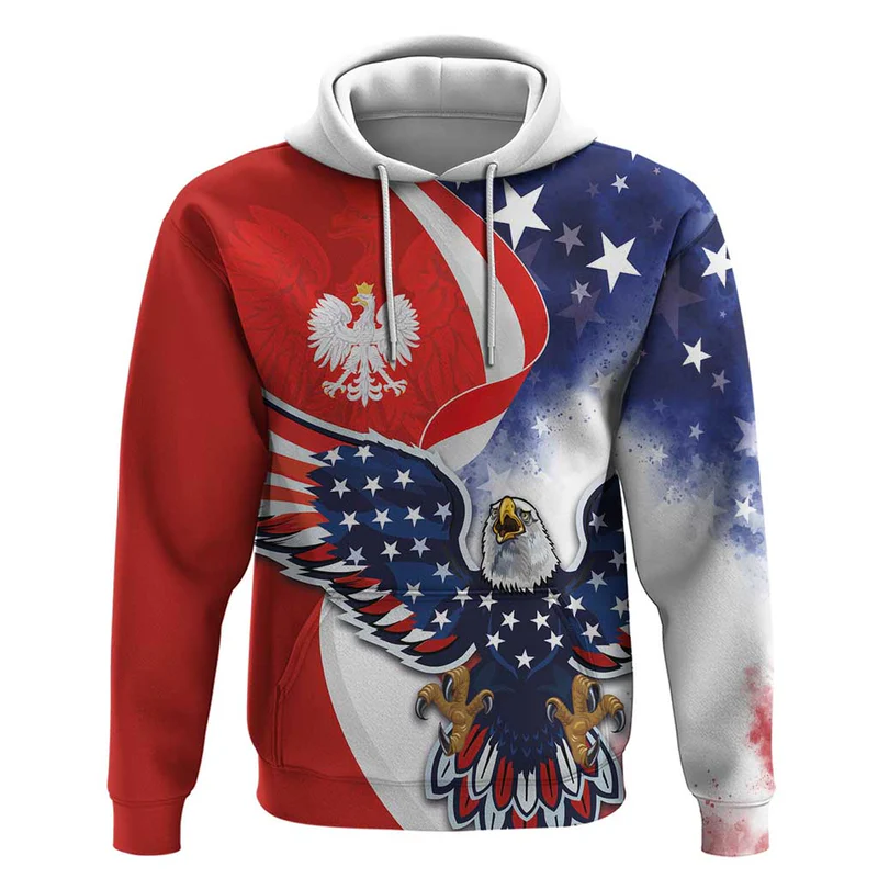Polish American Heritage Month Hoodie USA Eagle and Poland Eagle with National Flag