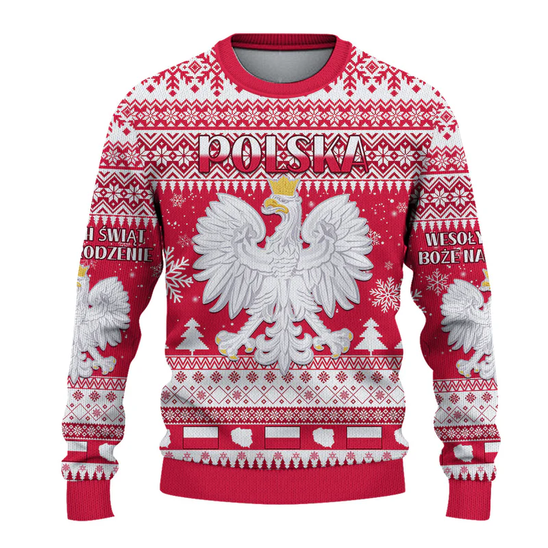 Poland Merry Christmas Knitted Sweater – Narodzenia Polska Snowy Warm Winter