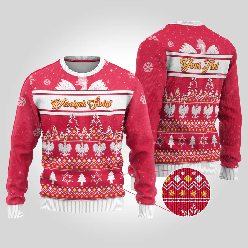 Poland Christmas Ugly Christmas Sweater Wesolych Swiat Polish Eagle
