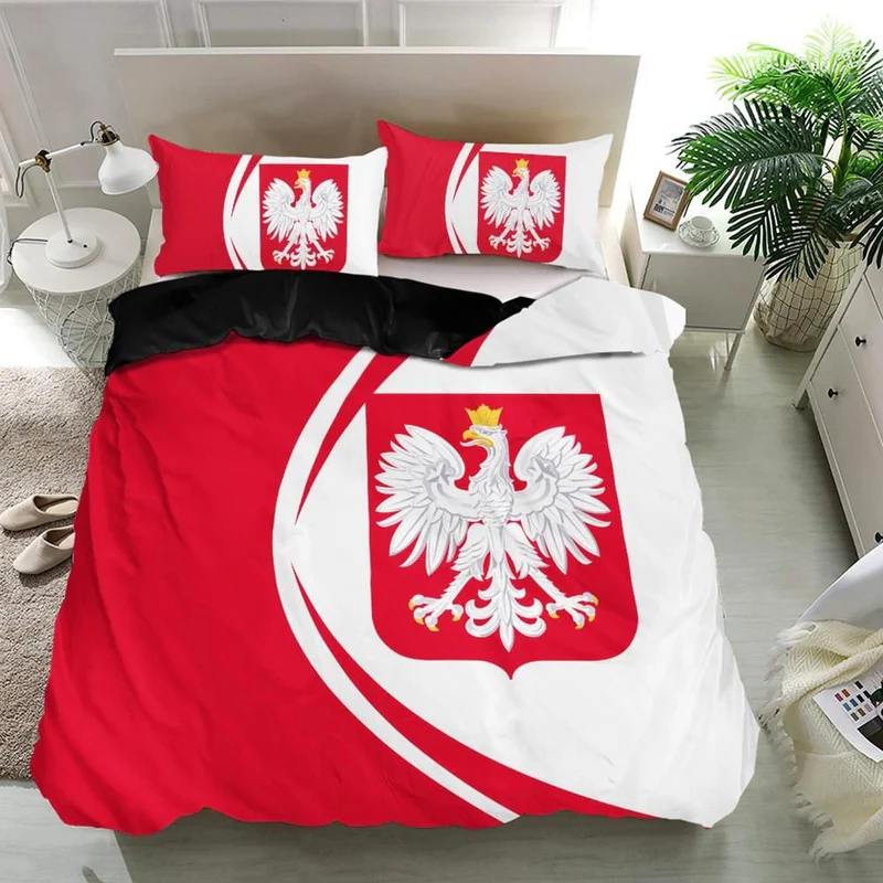 Poland Flag Coat Of Arms Bedding Set Circle 