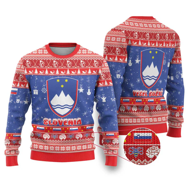 Slovenia Christmas Ugly Christmas Sweater Coat Of Arms Vesel Bozic