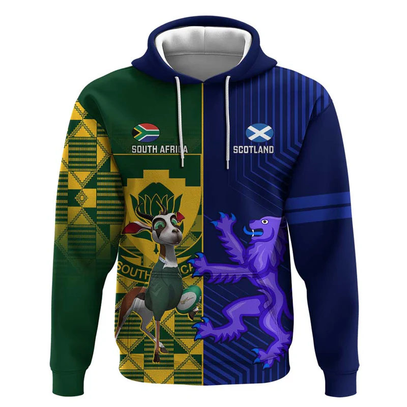 South Africa And Scotland Rugby Hoodie Springboks Thistle Together