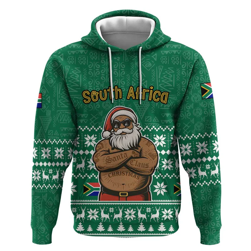 South Africa Christmas Hoodie Christmas Santa Claus Tattoo