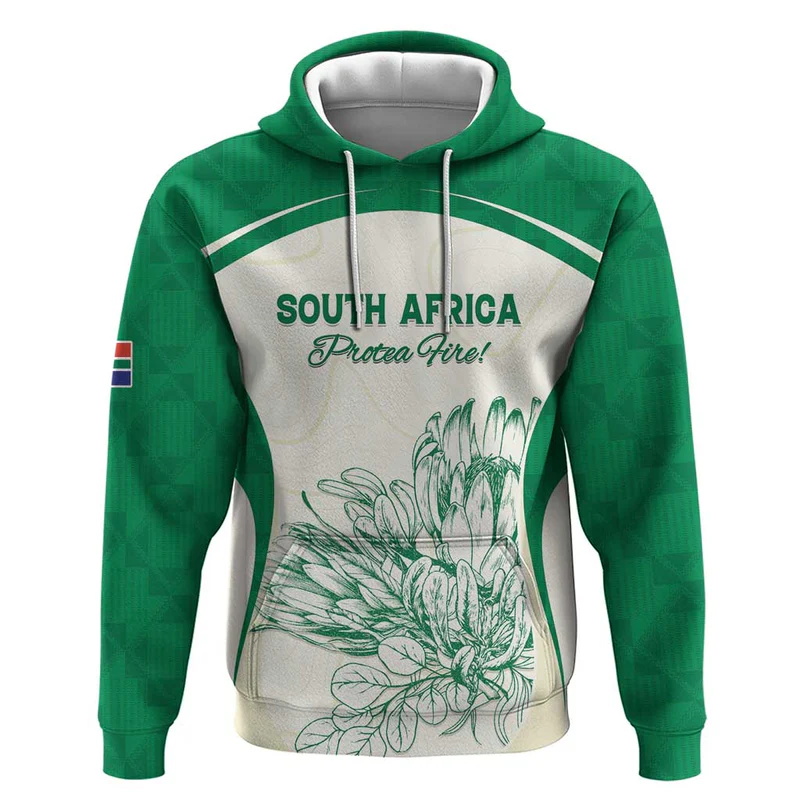 Custom South Africa Cricket Hoodie Protea Fire