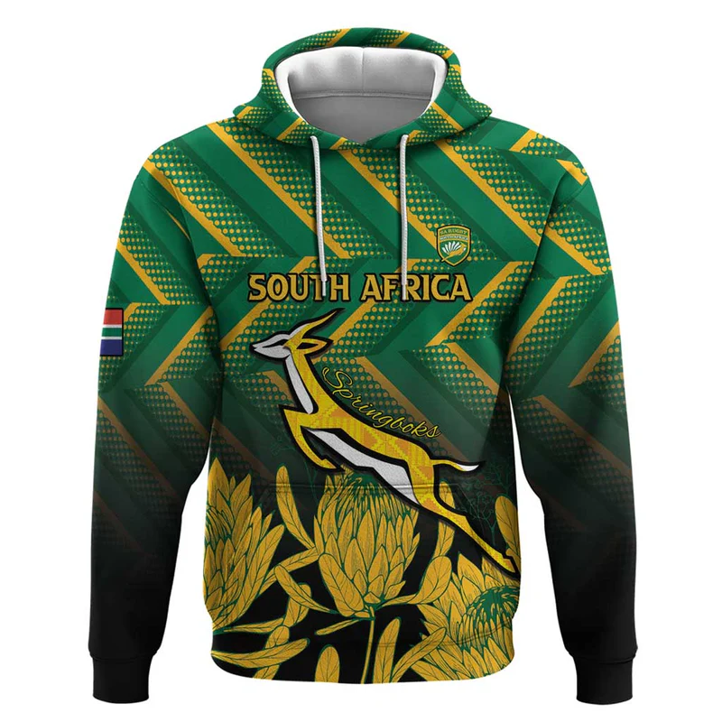 South Africa Rugby Custom Hoodie Forever Green Forever Gold
